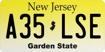 NJ license plate A35LSE