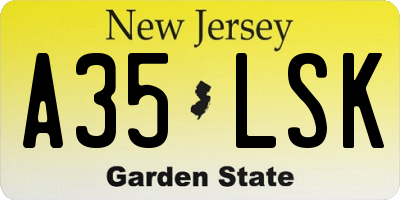 NJ license plate A35LSK