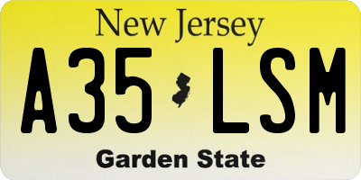 NJ license plate A35LSM