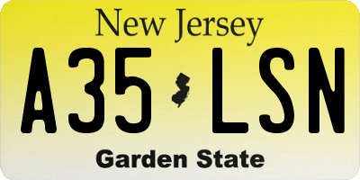 NJ license plate A35LSN