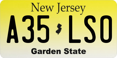 NJ license plate A35LSO