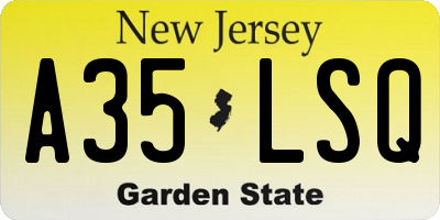 NJ license plate A35LSQ
