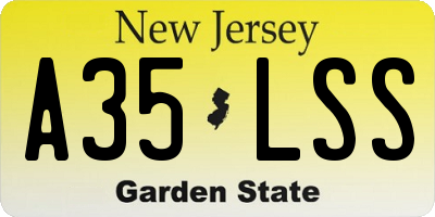 NJ license plate A35LSS
