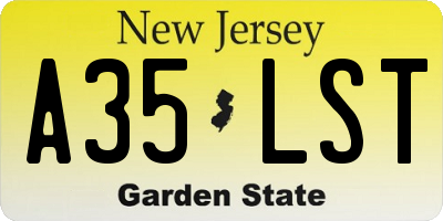 NJ license plate A35LST