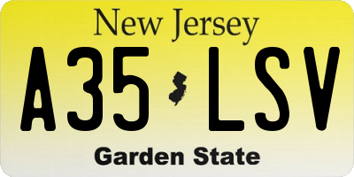 NJ license plate A35LSV
