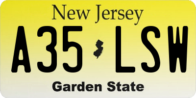 NJ license plate A35LSW