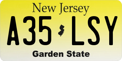 NJ license plate A35LSY