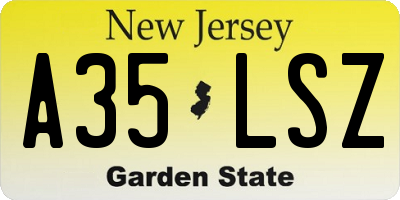 NJ license plate A35LSZ