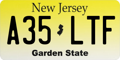 NJ license plate A35LTF