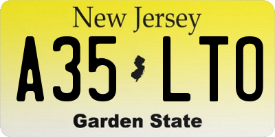 NJ license plate A35LTO