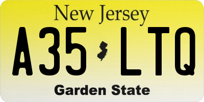 NJ license plate A35LTQ