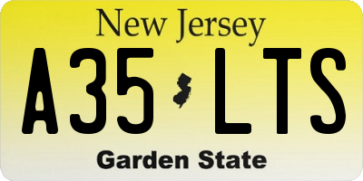 NJ license plate A35LTS