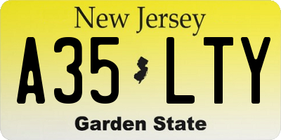 NJ license plate A35LTY