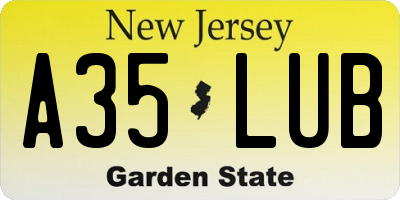 NJ license plate A35LUB