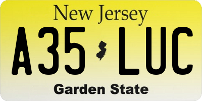 NJ license plate A35LUC