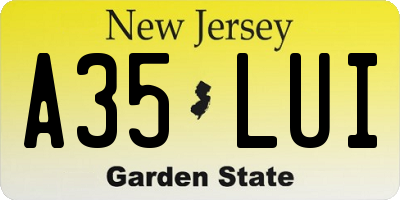 NJ license plate A35LUI