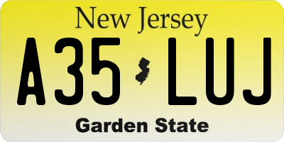 NJ license plate A35LUJ