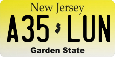 NJ license plate A35LUN