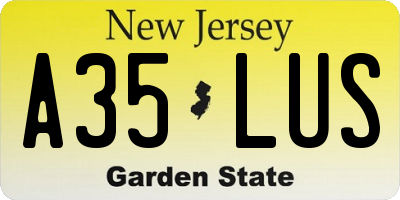 NJ license plate A35LUS