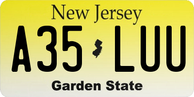 NJ license plate A35LUU