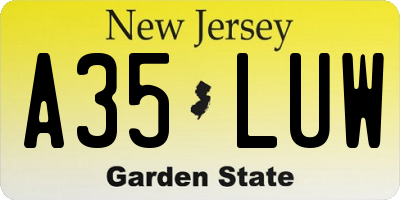 NJ license plate A35LUW
