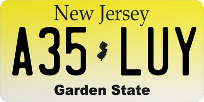 NJ license plate A35LUY