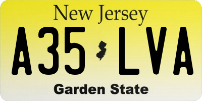NJ license plate A35LVA