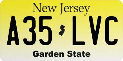 NJ license plate A35LVC
