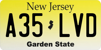 NJ license plate A35LVD