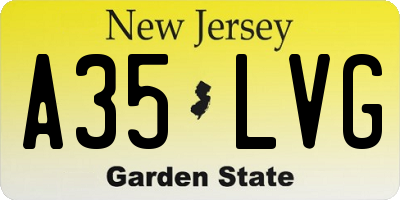 NJ license plate A35LVG