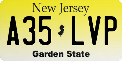 NJ license plate A35LVP