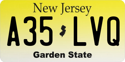 NJ license plate A35LVQ