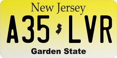 NJ license plate A35LVR