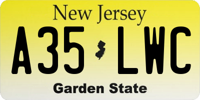 NJ license plate A35LWC