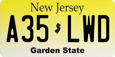 NJ license plate A35LWD