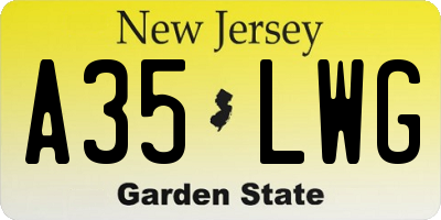 NJ license plate A35LWG