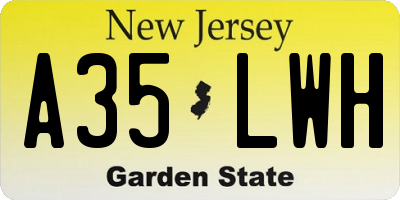NJ license plate A35LWH