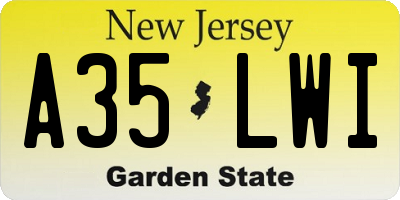 NJ license plate A35LWI