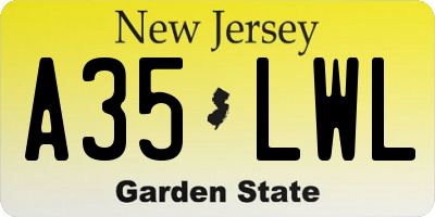 NJ license plate A35LWL