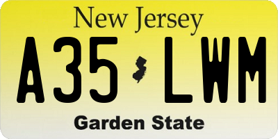 NJ license plate A35LWM