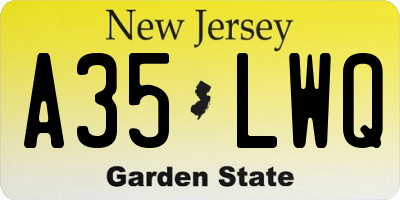 NJ license plate A35LWQ