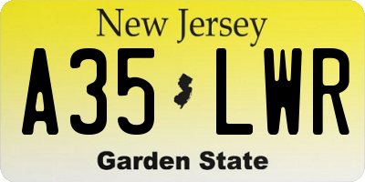 NJ license plate A35LWR