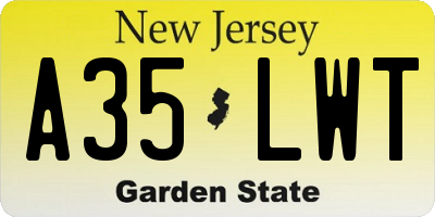 NJ license plate A35LWT