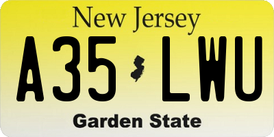 NJ license plate A35LWU