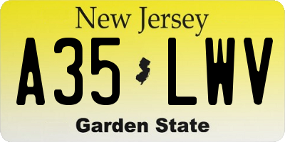 NJ license plate A35LWV