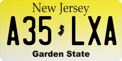 NJ license plate A35LXA