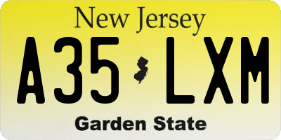 NJ license plate A35LXM