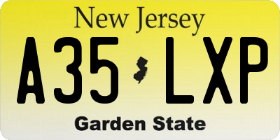 NJ license plate A35LXP