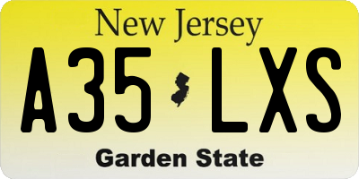 NJ license plate A35LXS