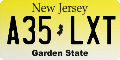 NJ license plate A35LXT